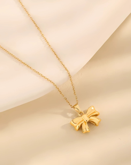 Bow Pendant Necklace | Gold-Plated | Stainless Steel | Anti Tarnish