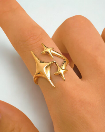 Celestial Shine Adjustable Design Gold Plated Ring | Stainless Steel | Anti Tarnish