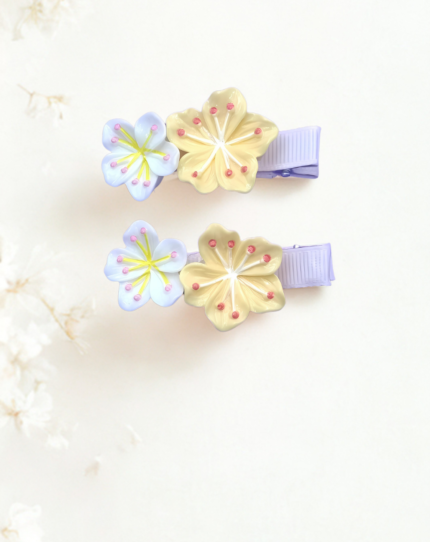 Pastel Blossom Dual Flower Hair Pin