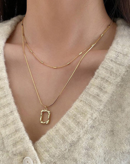 Dual Strand Geometric Necklace | 18K Gold-Plated | Stainless Steel | Anti Tarnish