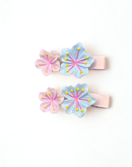 Pastel Blossom Dual Flower Hair Pin