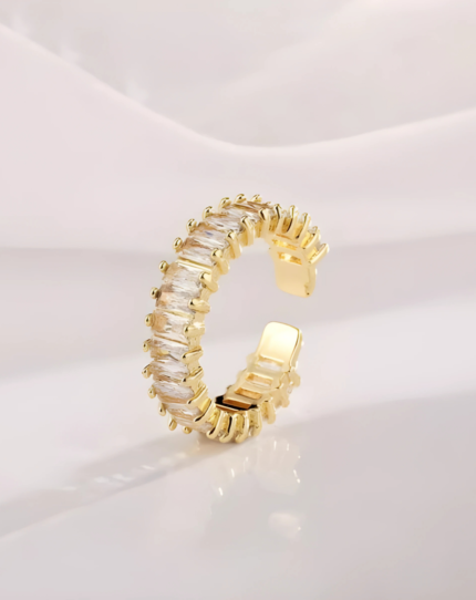 White Adjustable Finger Ring |Gold-Plated |Stainless Steel | Anti Tarnish