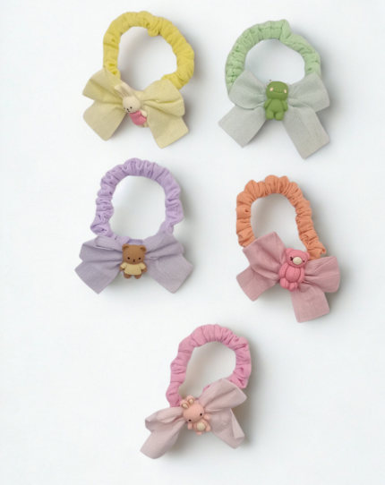 Cute Bow Scrunchie with Animal Charm