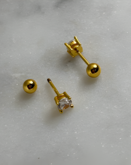 18K Gold Plated Round Crystal Stud Earrings
