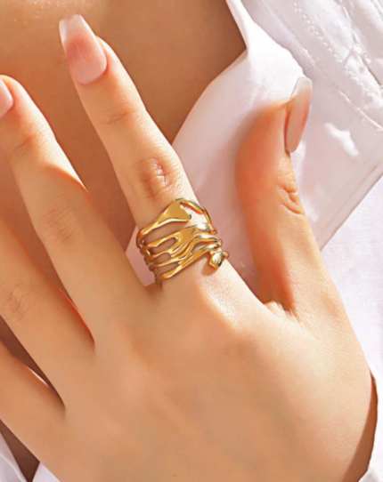 Contemporary  Gold Plated Ring | Stainless Steel | Anti Tarnish