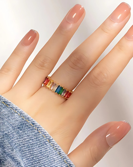 Multicolor Adjustable Finger Ring  |Gold-Plated | Stainless Steel  |Anti Tarnish