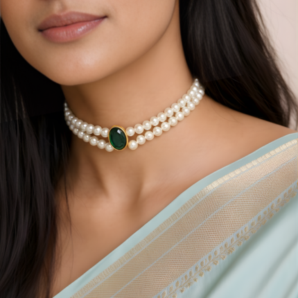 Glass Pearl Meenakari Kundan Choker Necklace