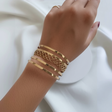 Elegant Multi-Band Gold Cuff Bracelet